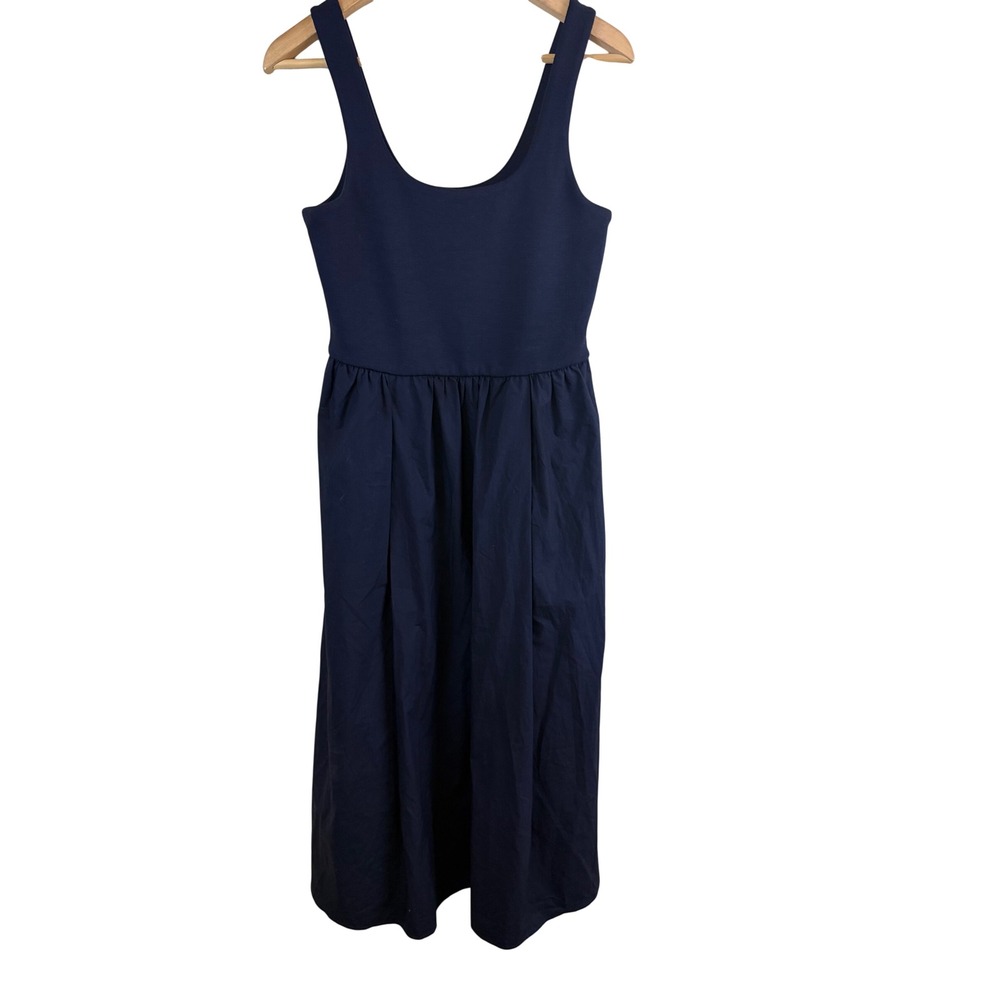 Banana Republic Tank Mixed Midi Dress Women Size M Prep Navy Sleeveless Solid